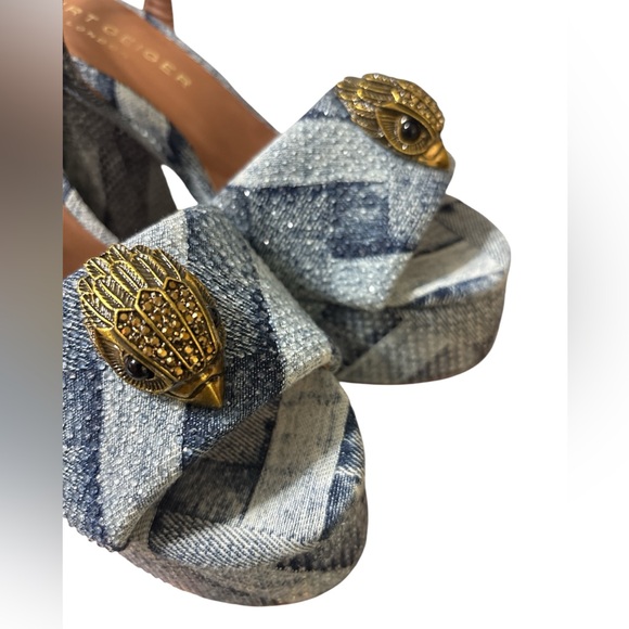 New Kurt Geiger Denim Patchwork Platform Heels - Picture 6 of 7